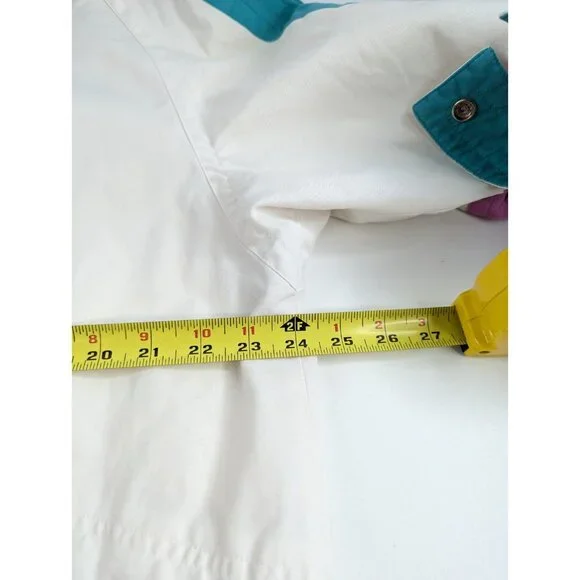 Vtg Current Seen Women’s 16W Colorblock Parka Jacket White Hooded Windbreaker - Picture 10 of 14